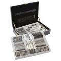 72 PC Stainless Steel Flatware & Hostess Set w/ Gold Trim